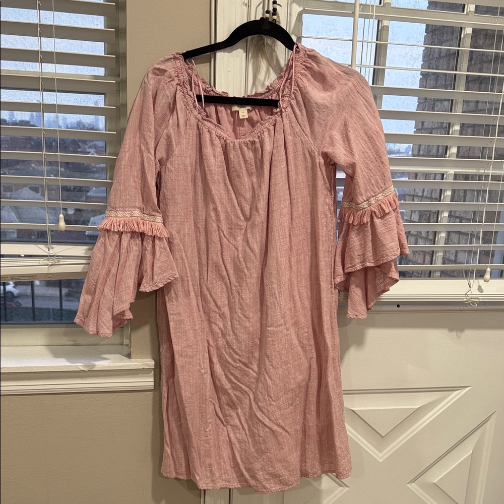 Style & Co. Blush Pink Midi Dress with Ruffled Sleeves